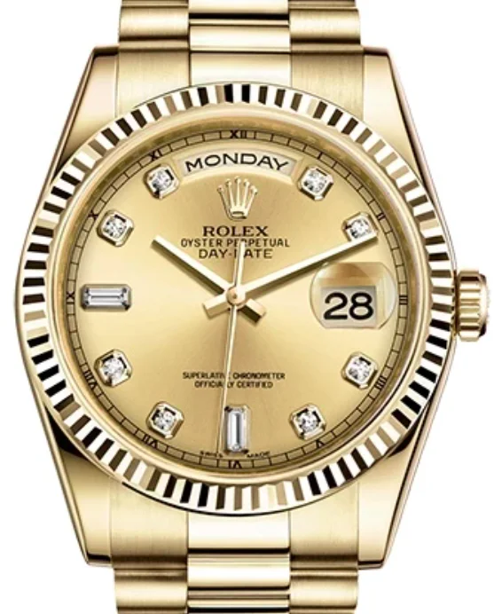 Rolex Day-Date 36 Champagne Diamond Dial President Bracelet